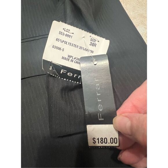 J. Ferrar Mens Black Pin Stripe  Blazer Sports Coat Suit Jacket Size 38 R NWT - Picture 4 of 7
